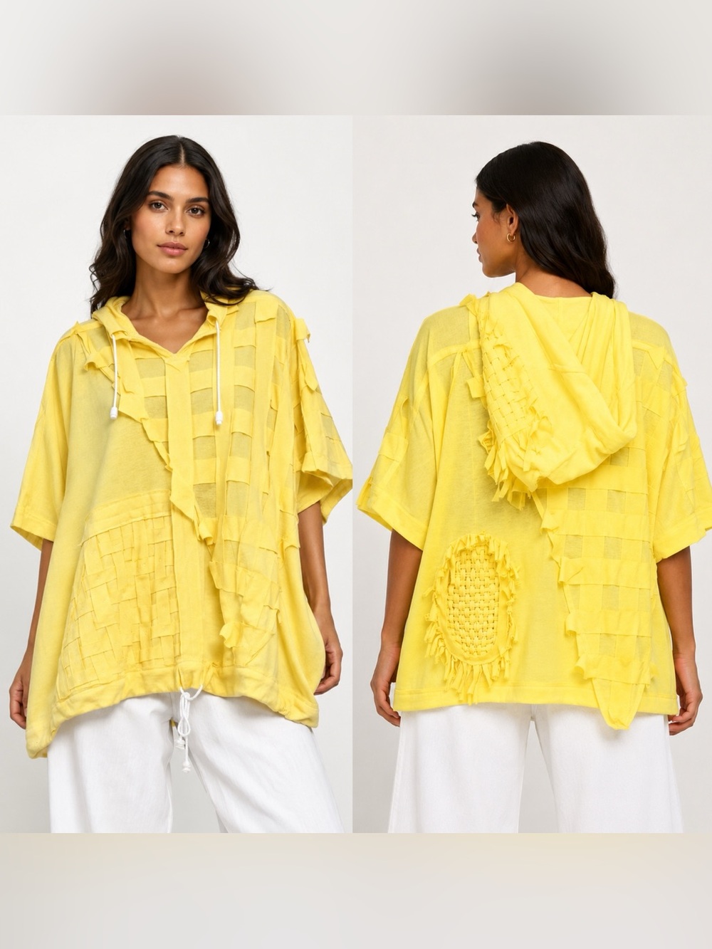 Recycled Top Summer Hoodie Turmeric Dyed Yellow Tshirt Raw Edges Sunflower XS-3X